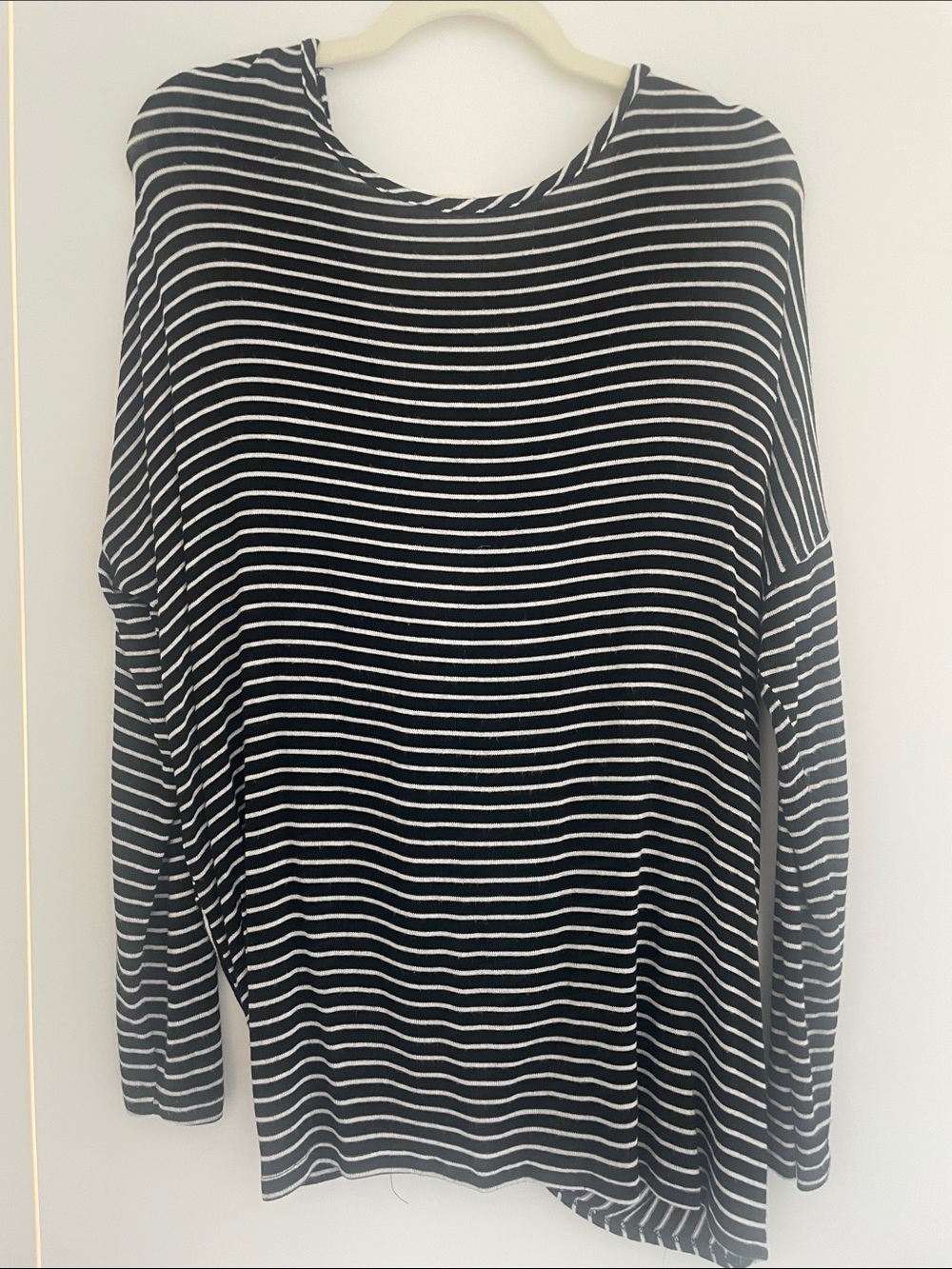 Final Touch Black and White Striped Long-Sleeve Tee
